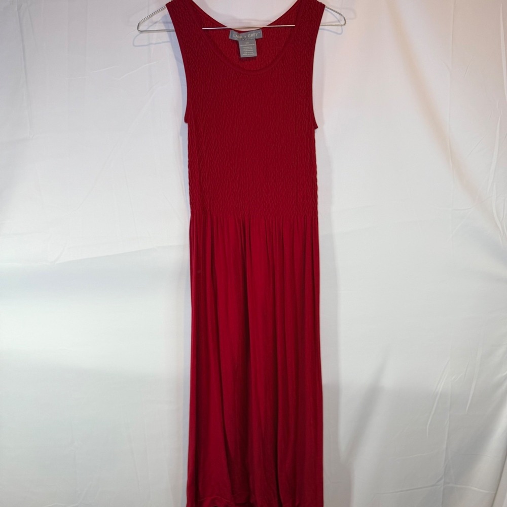 LARK + GREY Women's Red‎ S/M Smocked Maxi Dress Rayon Blend Sleeveless